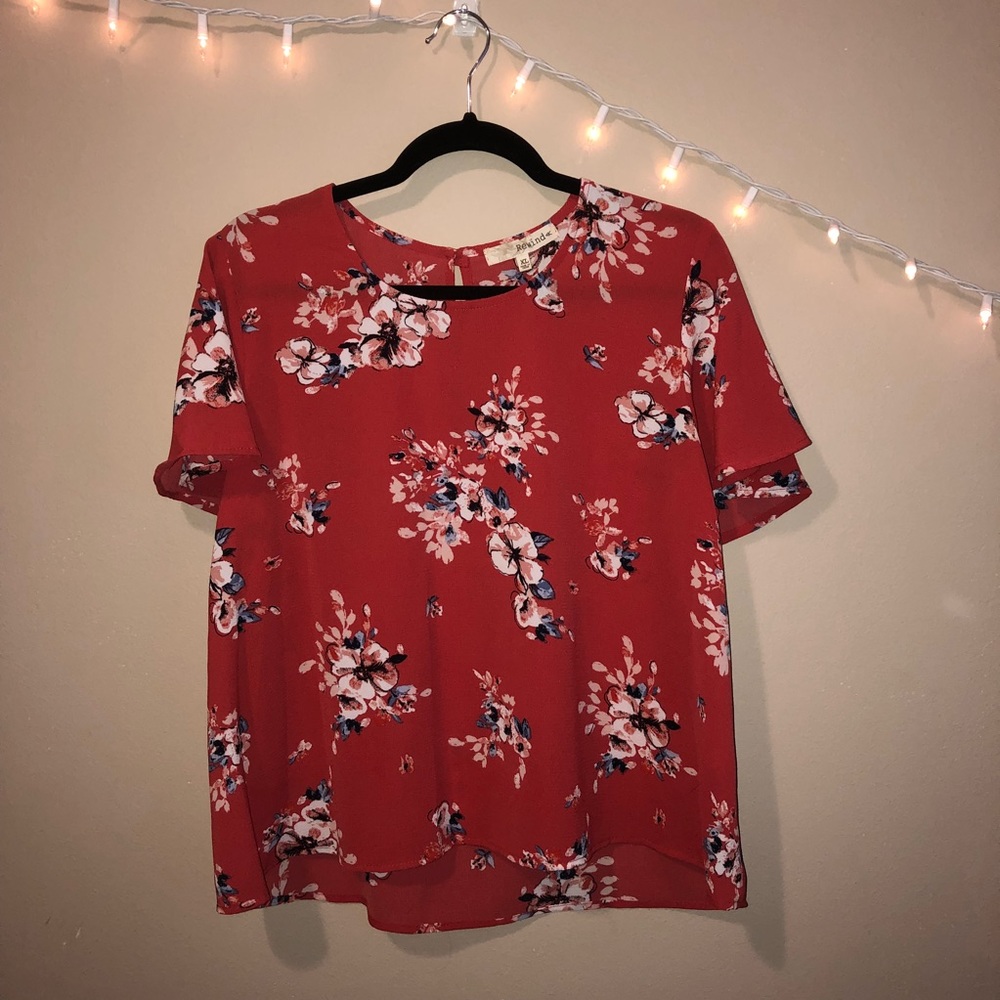 Red Floral Blouse